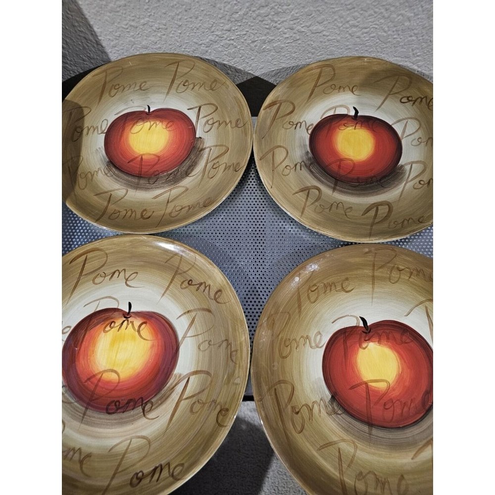 Dario Farrucci Designs POME APPLE 4 Dinner Plates Handcrafted Hand-painted 11"